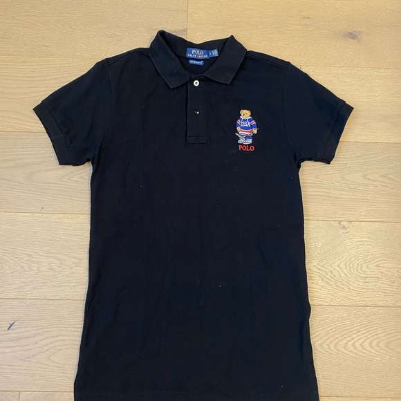 Ralph Lauren Black Polo with USA Hockey Bear Embroidery - Picture 2 of 5